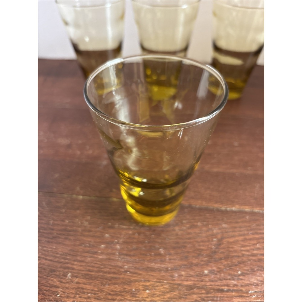 Vintage Libbey Honey Amber Ripple Wave Drinking Glasses Swirl Ripple Set Of 4 - Picture 2 of 7